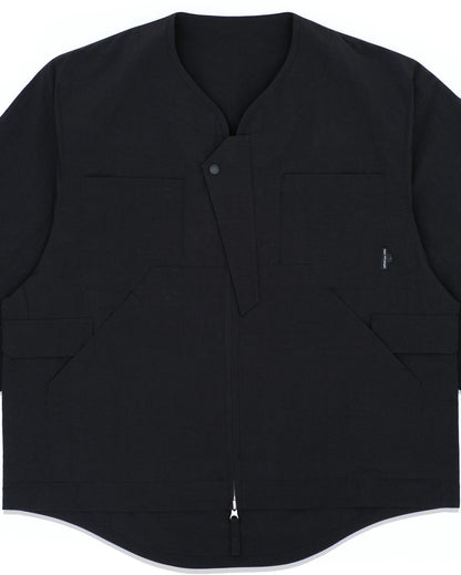 CAUJ041 / Collarless Asym Utility Jacket