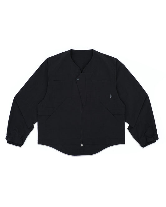 CAUJ041 / Collarless Asym Utility Jacket